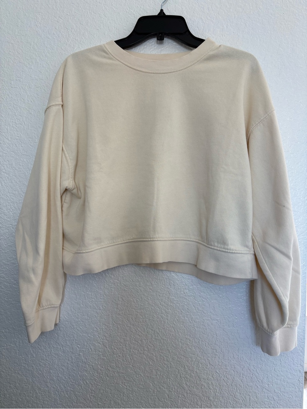 Zara Cream Cropped Crewneck Sweatshirt